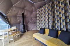 Ash dome interior with curtains closed