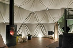 Ash dome interior with stove lit